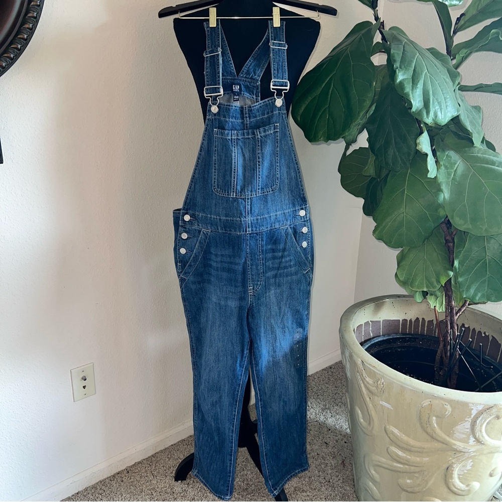 GAP Women's Slouchy Bib Overalls Indigo Blue Jean Denim Pants Size Small NWT - Picture 8 of 15